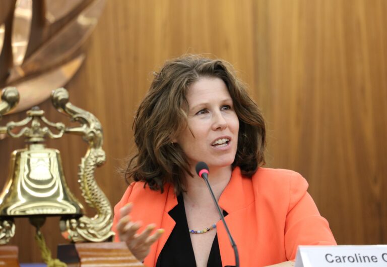 Caroline Criado Perez speaking at International Women's Day